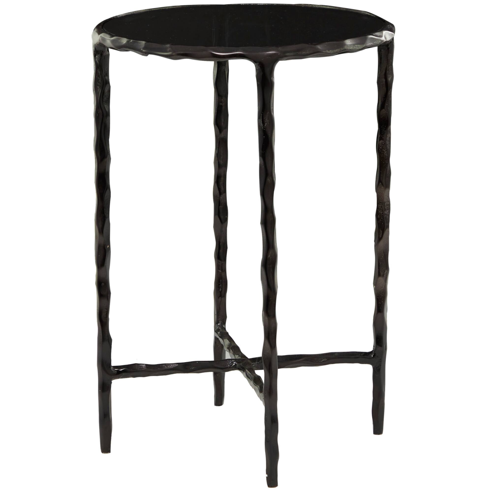 22" Aluminum Accent Table with Shaded Glass Top
